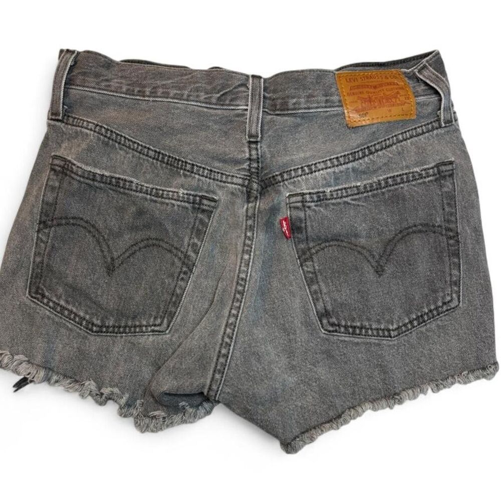 Levi’s 501 Faded Grunge Skater Distressed Black Grey Cutoff Shorts W25